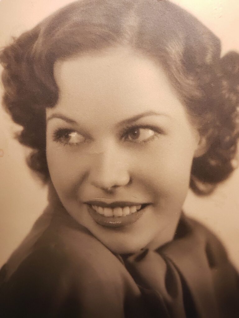 Sepia-toned smiling woman portrait