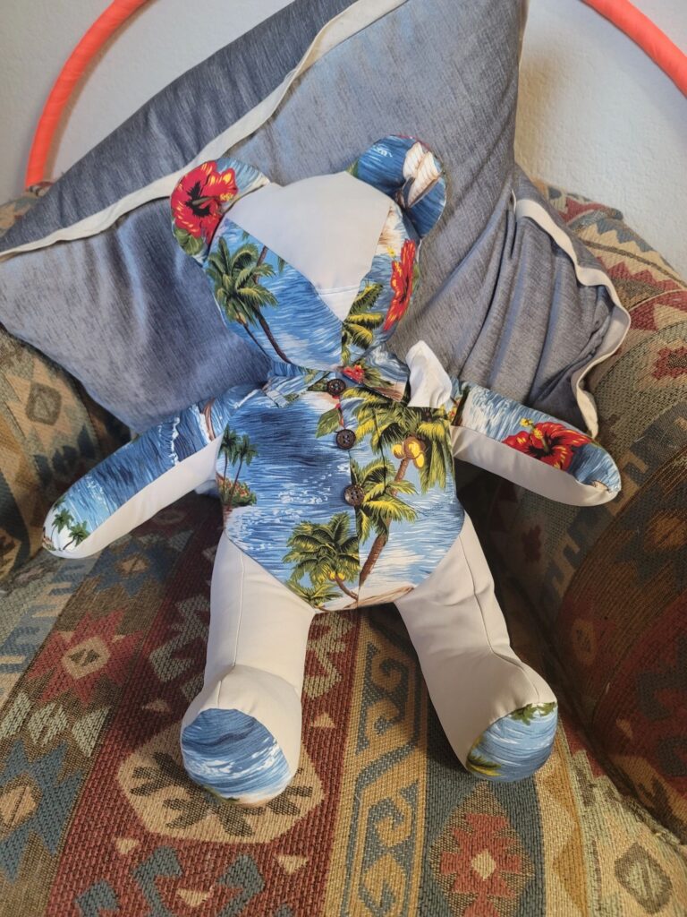 Patchwork Hawaiian print teddy bear